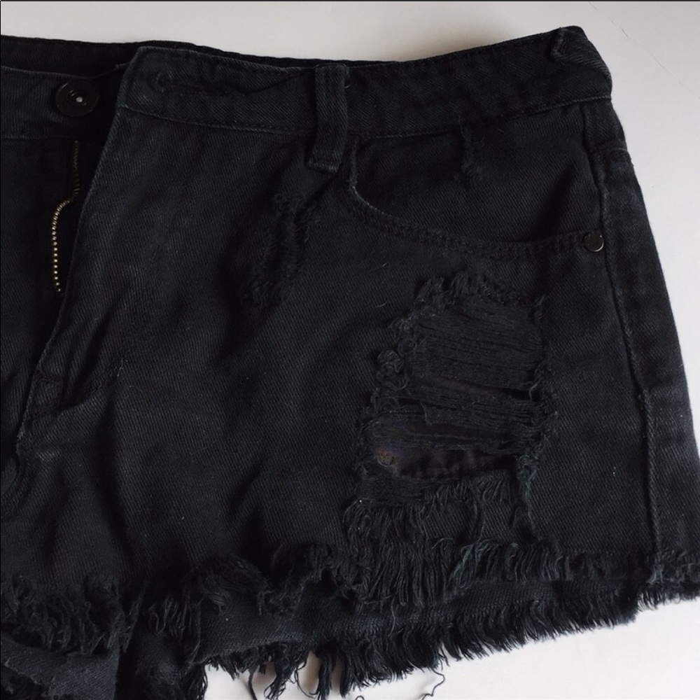 Love Fire Denim Booty Shorts Black Size 7